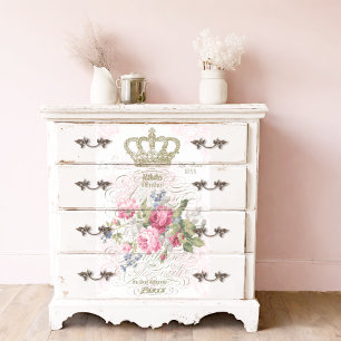 Papier Mousseline Typographie française avec Découpage or Couronne R