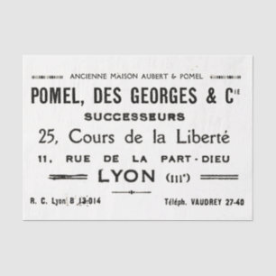 Papier Mousseline Typographie française vintage Lyon Business