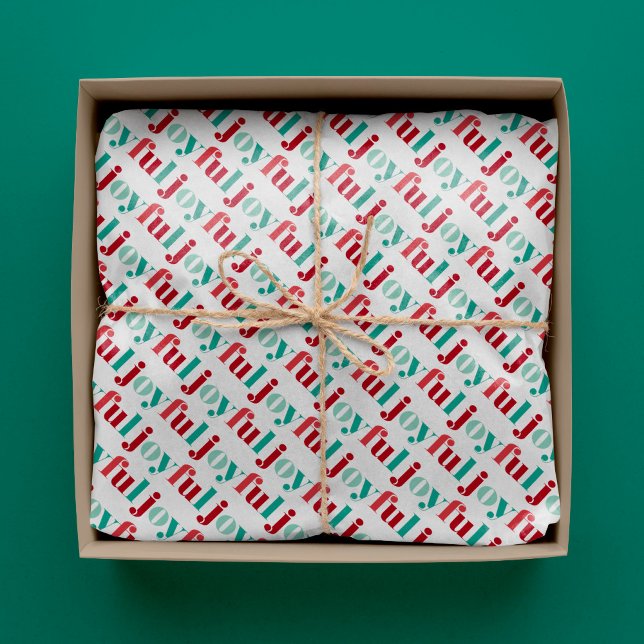 Papier Mousseline Typographie "Joyeuse" rouge et verte (Créateur téléchargé)