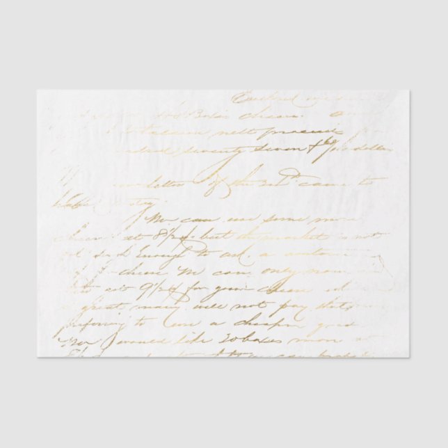 Papier Mousseline Typographie Vintage d'or (Recto)