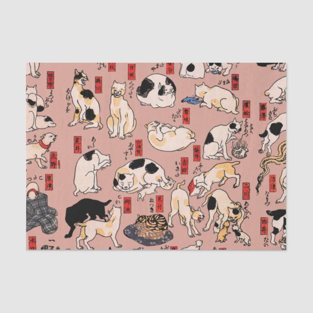 Papier Mousseline Ukiyo-e Chat Japonais Vintage : Kuniyoshi (Recto)