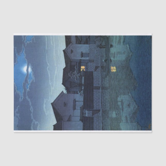 Papier Mousseline ukiyoe hasui n07 Matsue, Izumo (lune brumeuse) (Recto)