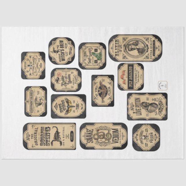 Papier Mousseline Un apothecaire et poteau Étiquette série Design 4 (Recto)