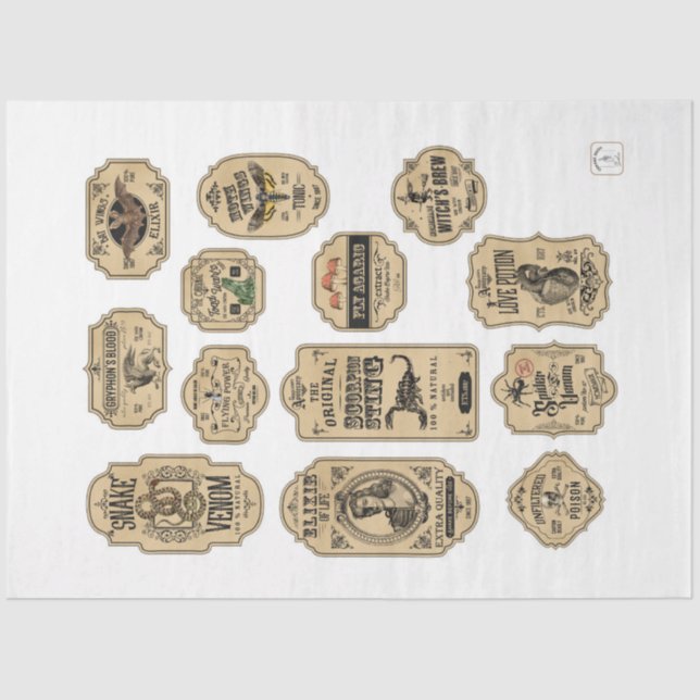 Papier Mousseline Un apothecaire et potion Étiquette série Design 19 (Recto)