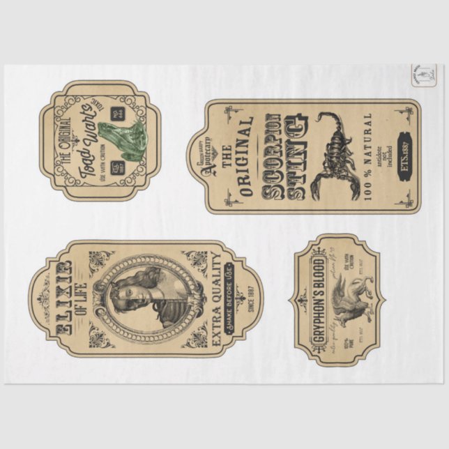 Papier Mousseline Un apothecaire et potion Étiquette série Design 21 (Recto)