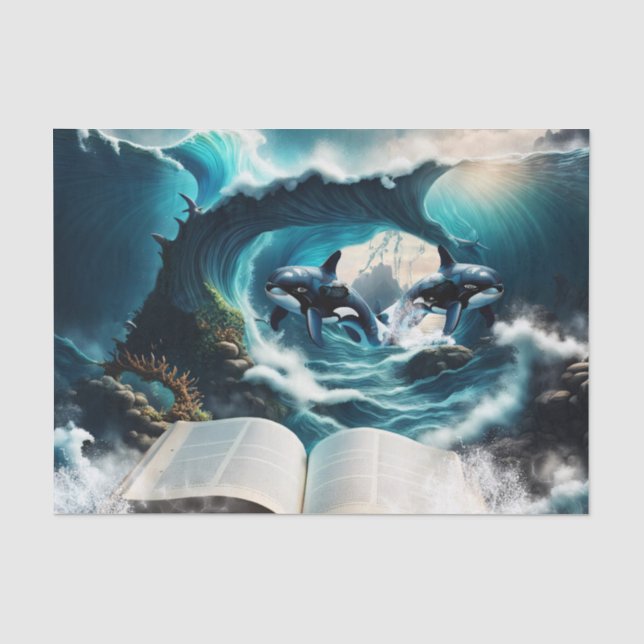 Papier Mousseline Un bain à vapeur Orca dans la vague (Recto)