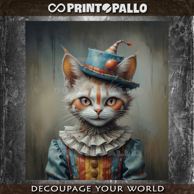 Papier Mousseline Un chaton déplaisant habillé en clown - (Créateur téléchargé)