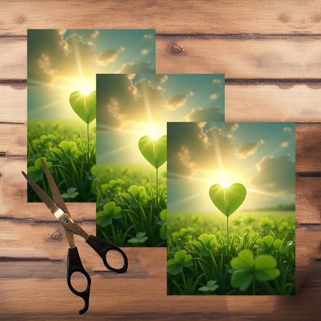 Papier Mousseline Un coeur shamrock tendre sous le ciel du soir (Créateur téléchargé)