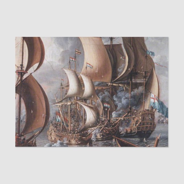 Papier Mousseline « Un combat naval » par Lorenzo a Castro (Recto)