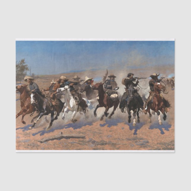 Papier Mousseline Un Dash pour le Bois par Frederic Remington (Recto)