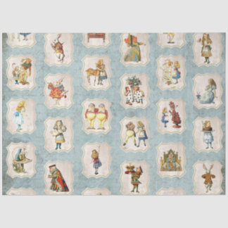 Papier Mousseline Un design bleu de la série Alice au pays des merve