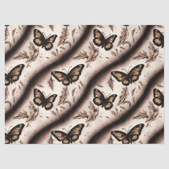 Papier Mousseline Un design de papillon sépia (Recto)