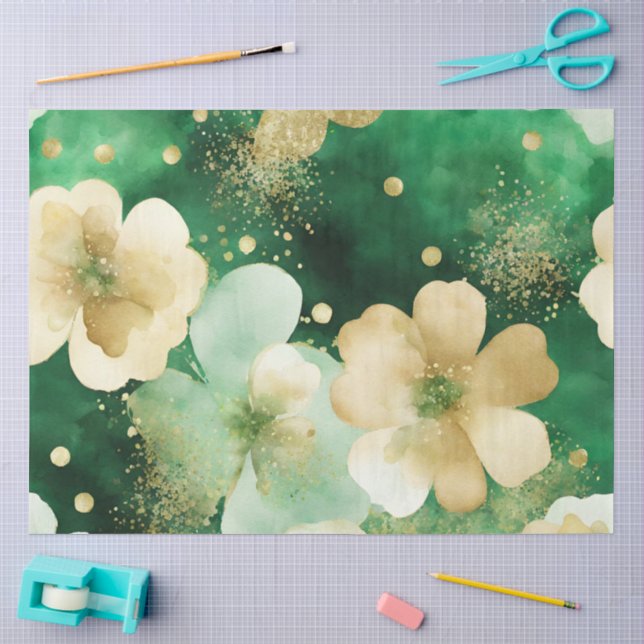 Papier Mousseline Un design de série St Patrick vert et or #3 (Artisanat)