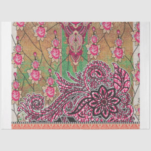 Papier Mousseline un design d'un motif paisley rose et marron