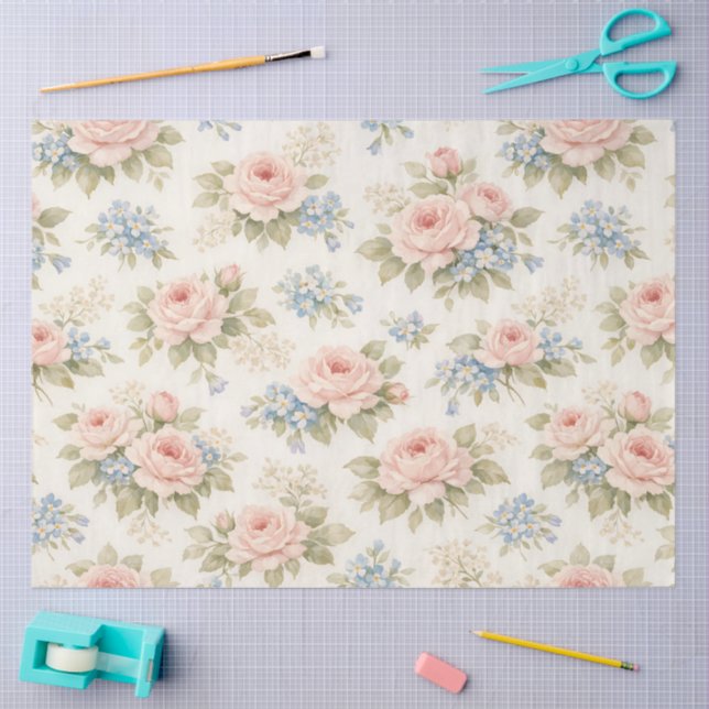 Papier Mousseline Un design floral printanier #7 (Artisanat)