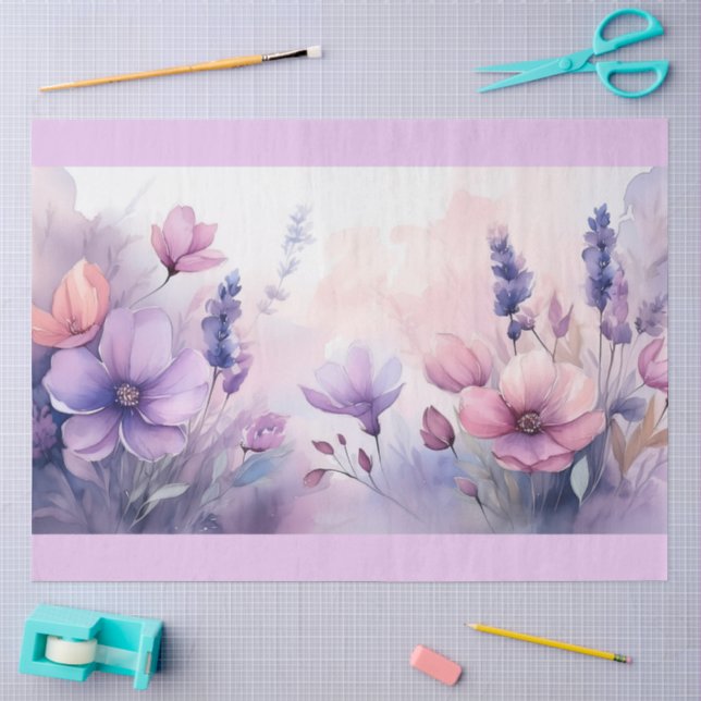 Papier Mousseline Un design floral rêveur #1 (Artisanat)