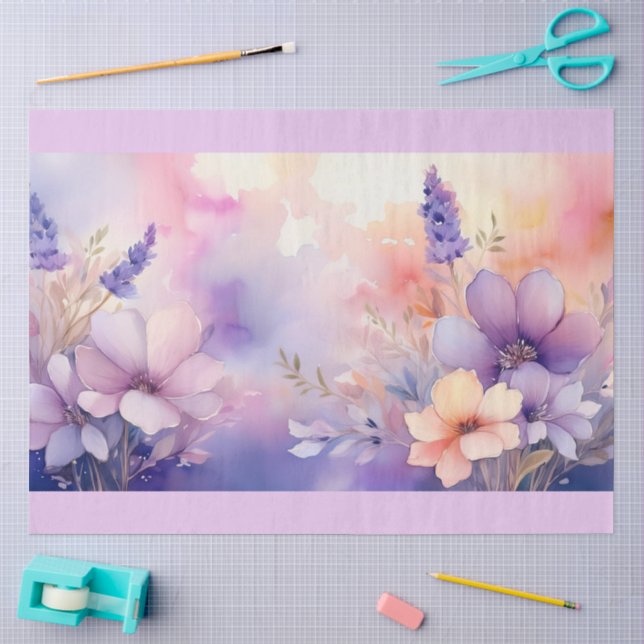 Papier Mousseline Un design floral rêveur #9 (Artisanat)