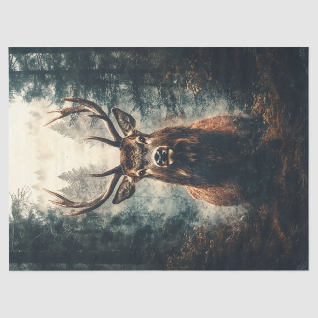 Papier Mousseline Un élan dramatique dans la découpage des bois (Recto)