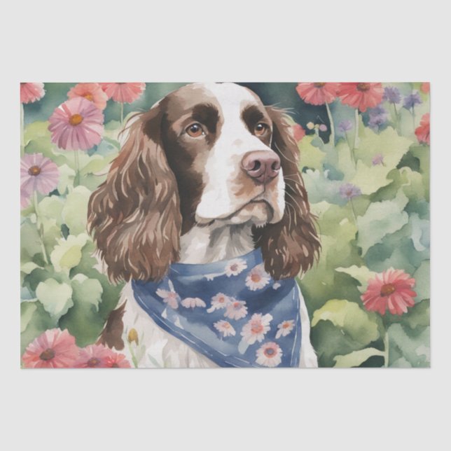 Papier Mousseline : Un Espagnol Springer dans la découpage des fleur (Recto)
