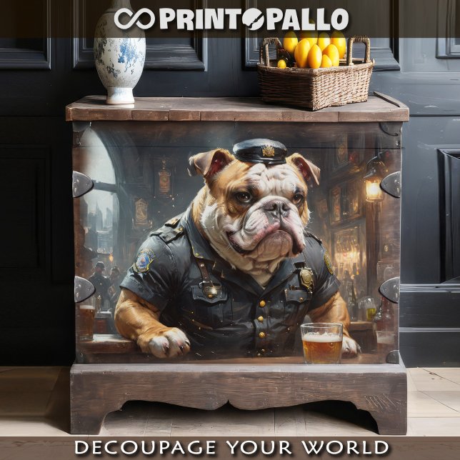 Papier Mousseline Un flic de bulldog anglais dans un pub de Chicago  (Créateur téléchargé)