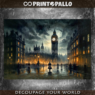 Papier Mousseline Un homme sous Big Ben à Londres au 19ème siècle -