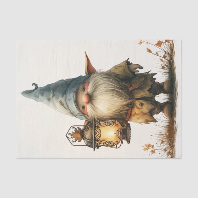 Papier Mousseline Un joli Gnome avec lanterne (Recto)