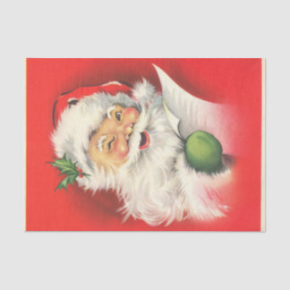 Papier Mousseline Un joyeux Père Noël clignant des yeux lisant sa li