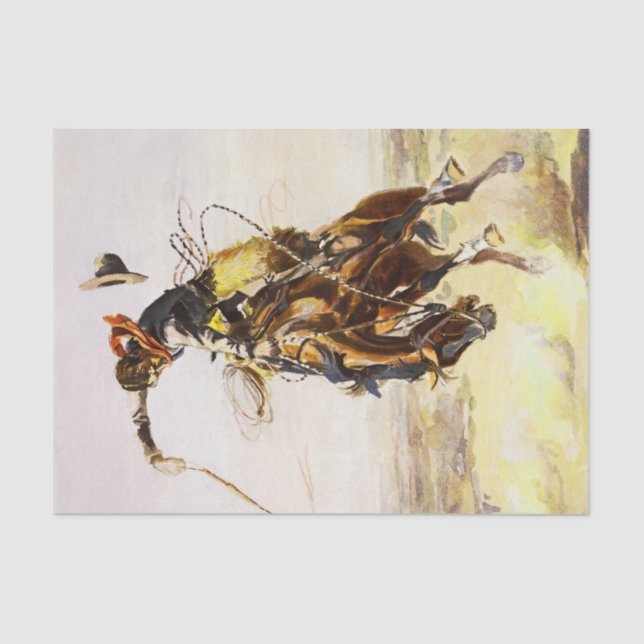 Papier Mousseline "Un mauvais tuyau" de Charles M Russell (Recto)