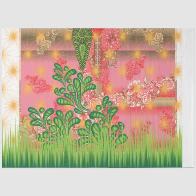 Papier Mousseline un miroir et quelques plantes (Recto)