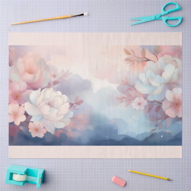 Papier Mousseline Un motif de fleur floue #8 (Artisanat)