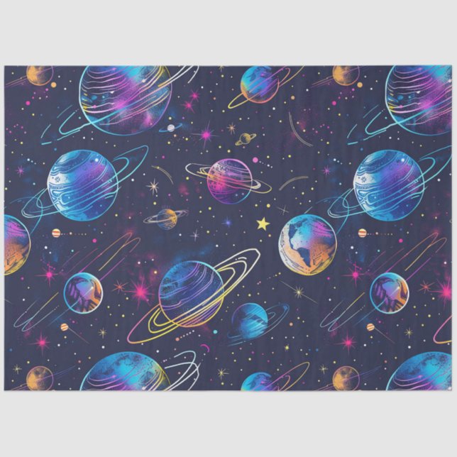 Papier Mousseline Un Neon Cosmos Series Design 9 (Recto)