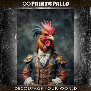 Papier Mousseline Un noble coq victorien à la robe élégante