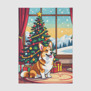 Papier Mousseline Un Noël de Corgi Festif Mignon
