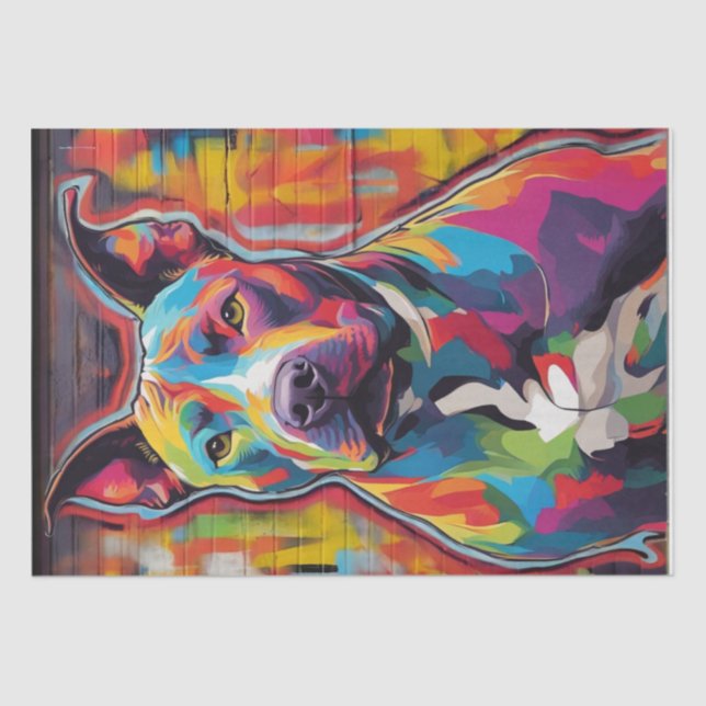 Papier Mousseline Un Pitbull Pop Art brillant et audacieux Découpage (Recto)