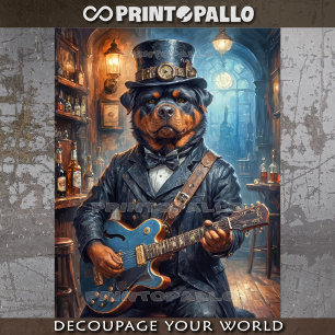 Papier Mousseline Un Rottweiler steampunk jouant de la guitare dans