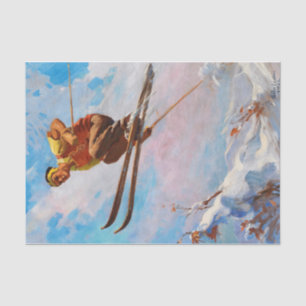 Papier Mousseline Un skieur en chute libre par Endre Hollos
