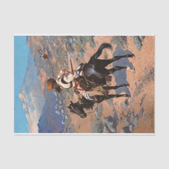 Papier Mousseline Un trappeur indien par Frederic Remington (Recto)