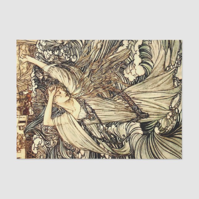 Papier Mousseline « Undine dans les vagues » par Arthur Rackham (Recto)