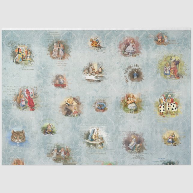 Papier Mousseline Une Alice bleue au pays des merveilles Conception  (Recto)