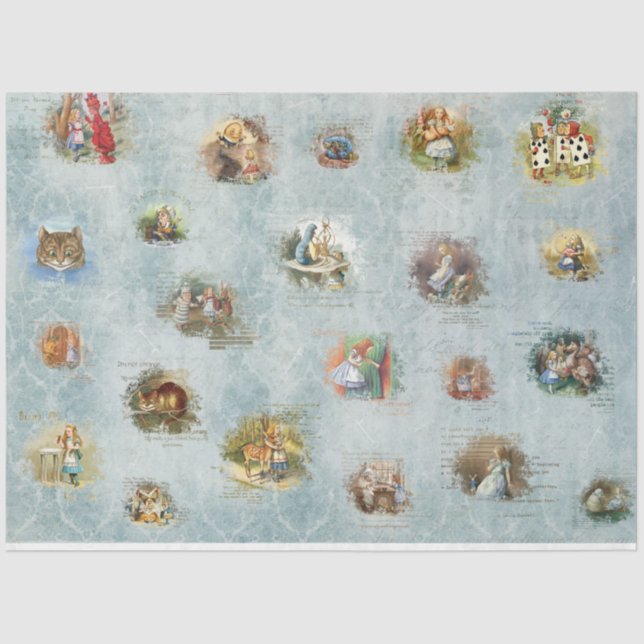 Papier Mousseline Une Alice bleue au pays des merveilles Conception  (Recto)