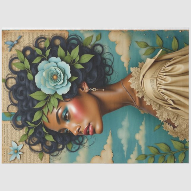 Papier Mousseline Une Américaine Africaine Mixte : Découpage Média (Recto)