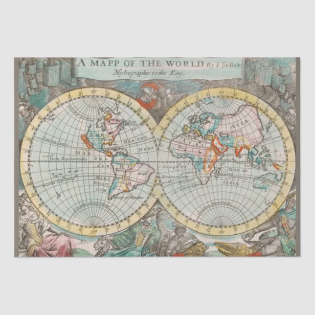 Papier Mousseline Une carte du document de travail mondial (Recto)