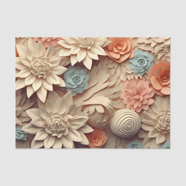 Papier Mousseline Une conception de série de fleurs 3D 8 (Recto)