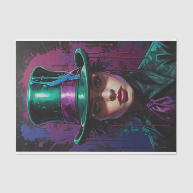 Papier Mousseline Une dame dans un chapeau surréalisme et découpage  (Recto)