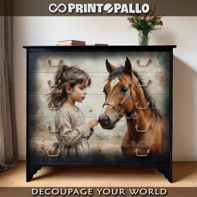 Papier Mousseline Une enfant amoureuse de son cheval (Créateur téléchargé)