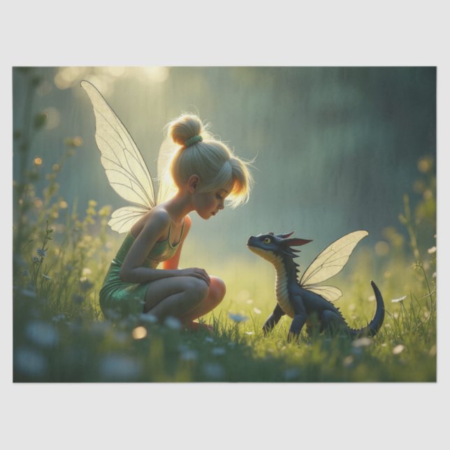 Papier Mousseline Une Fairy Trains son dragon (Recto)