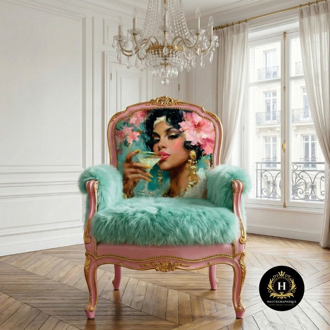 Papier Mousseline Une femme afro-américaine avec un Martini Decoupag (Créateur téléchargé)