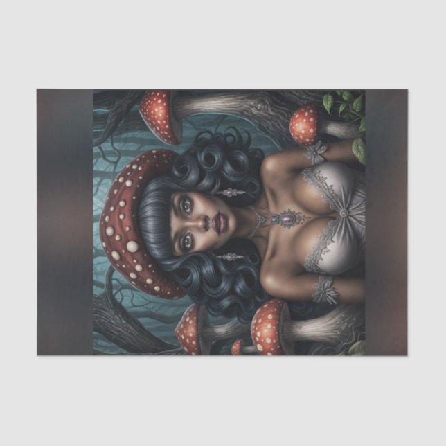 Papier Mousseline Une femme afro-américaine, champignon Queen Decoup (Recto)