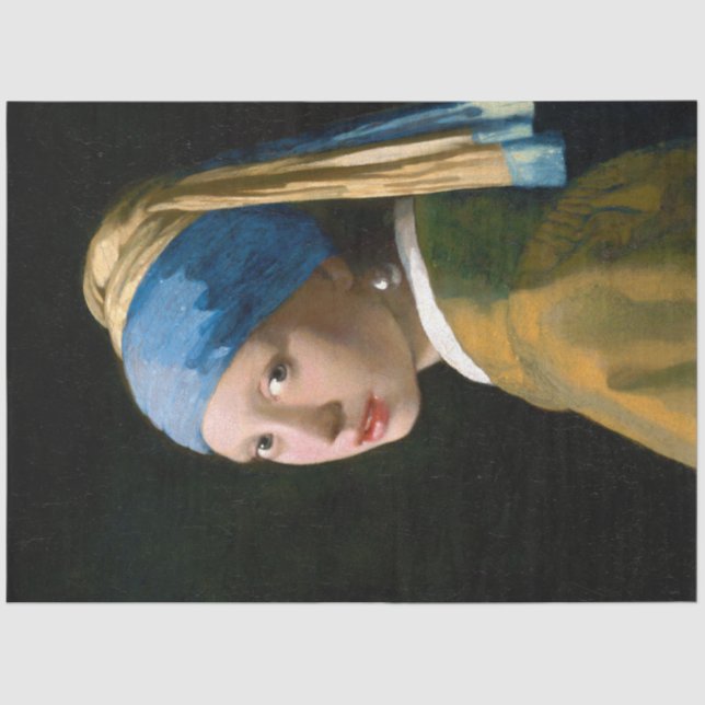 Papier Mousseline Une fille à la perle, Johannes Vermeer, 1665 (Recto)