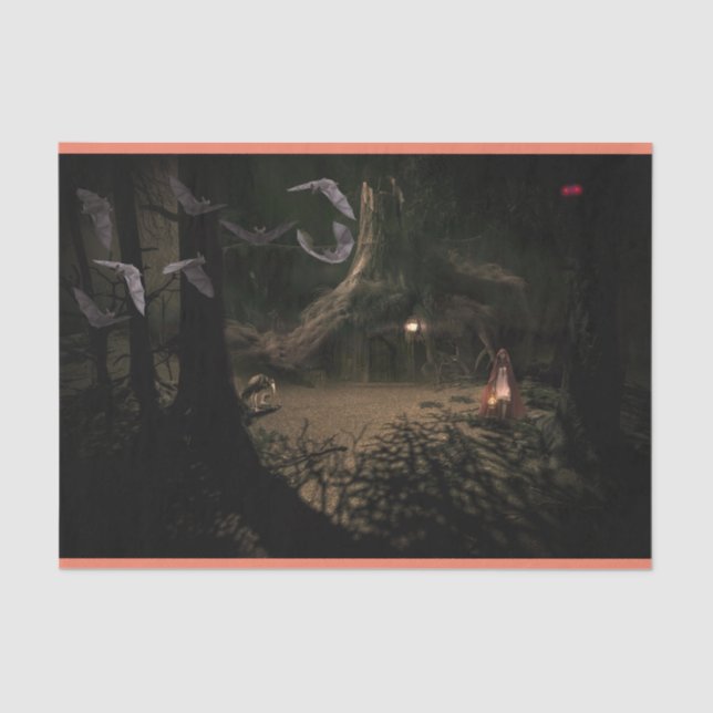 Papier Mousseline Une fille dans les bois Découpage (Recto)